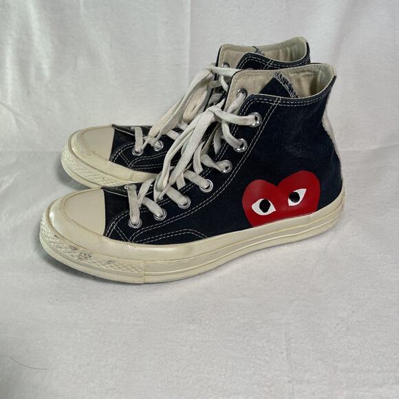 Converse Comme Des Garcons High Top Sneakers Black Size Men 6/ Women 8 - Picture 1 of 6
